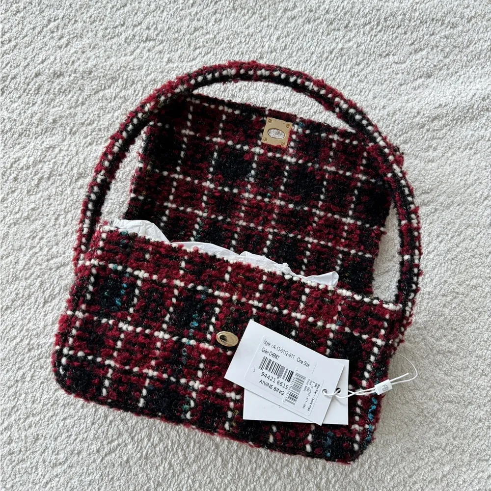 ANINE BING NWT Nico Bag in Cherry Plaid - Image 10