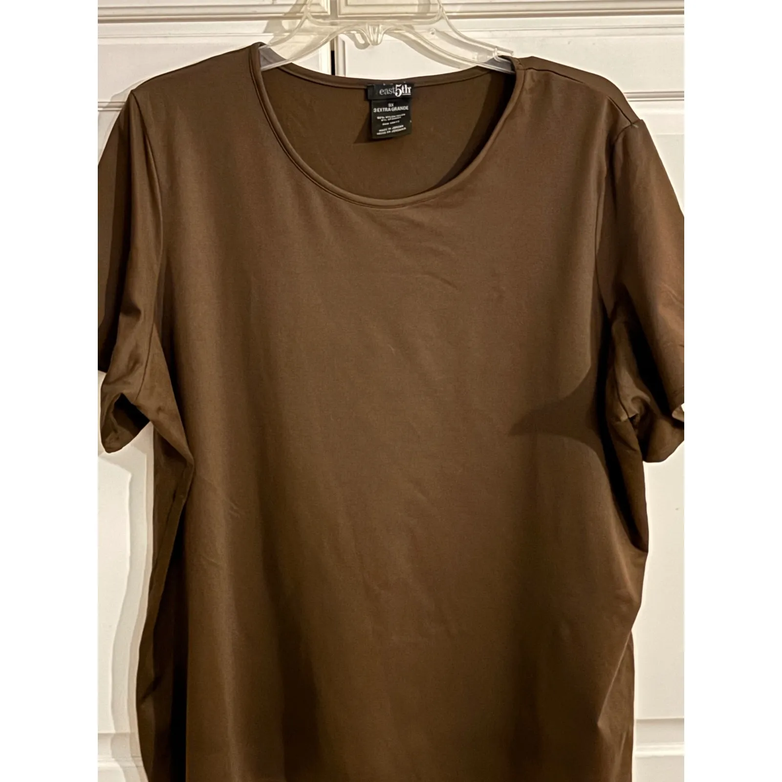 East 5th Woman Brown Short Sleeve Scoop Neck T Shirt Plus Size 3X - Image 2