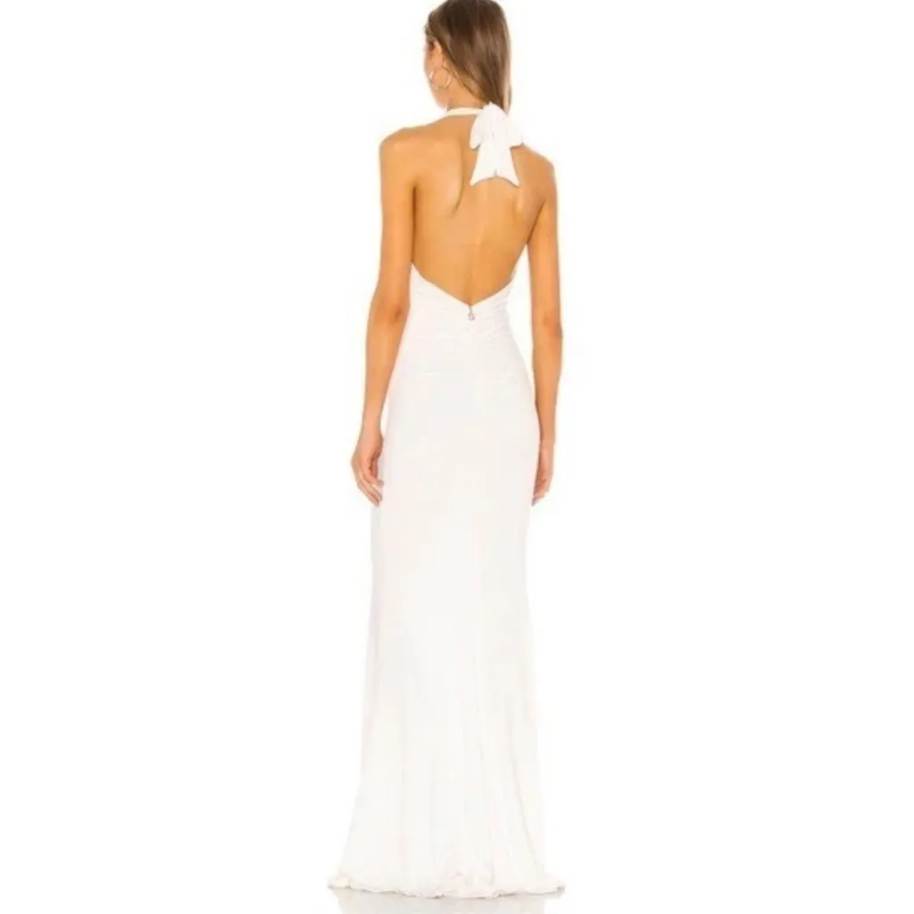 NWT Nookie Diaz White Sequin Halter Maxi Gown Sz XS $379 - Image 3