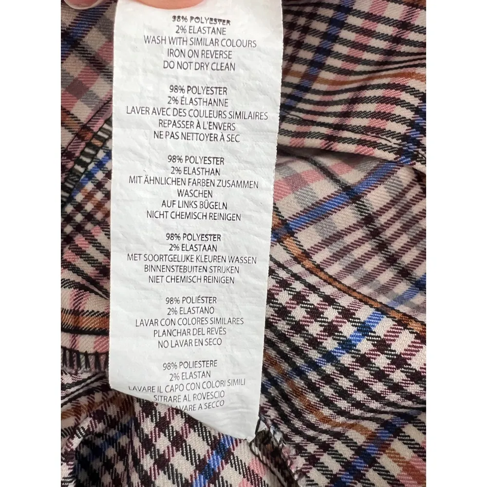 Nasty Gal Plaid Paper Bag Waist Pants with  Belt High Rise Casual Pants  Size 4 - Image 8