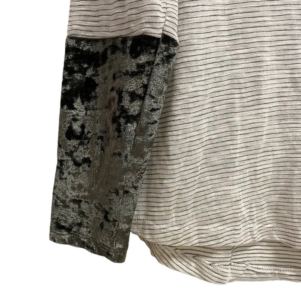 Grace and Emma Long Sleeve See Through Small Top Blouse Pullover Stripe - Image 4