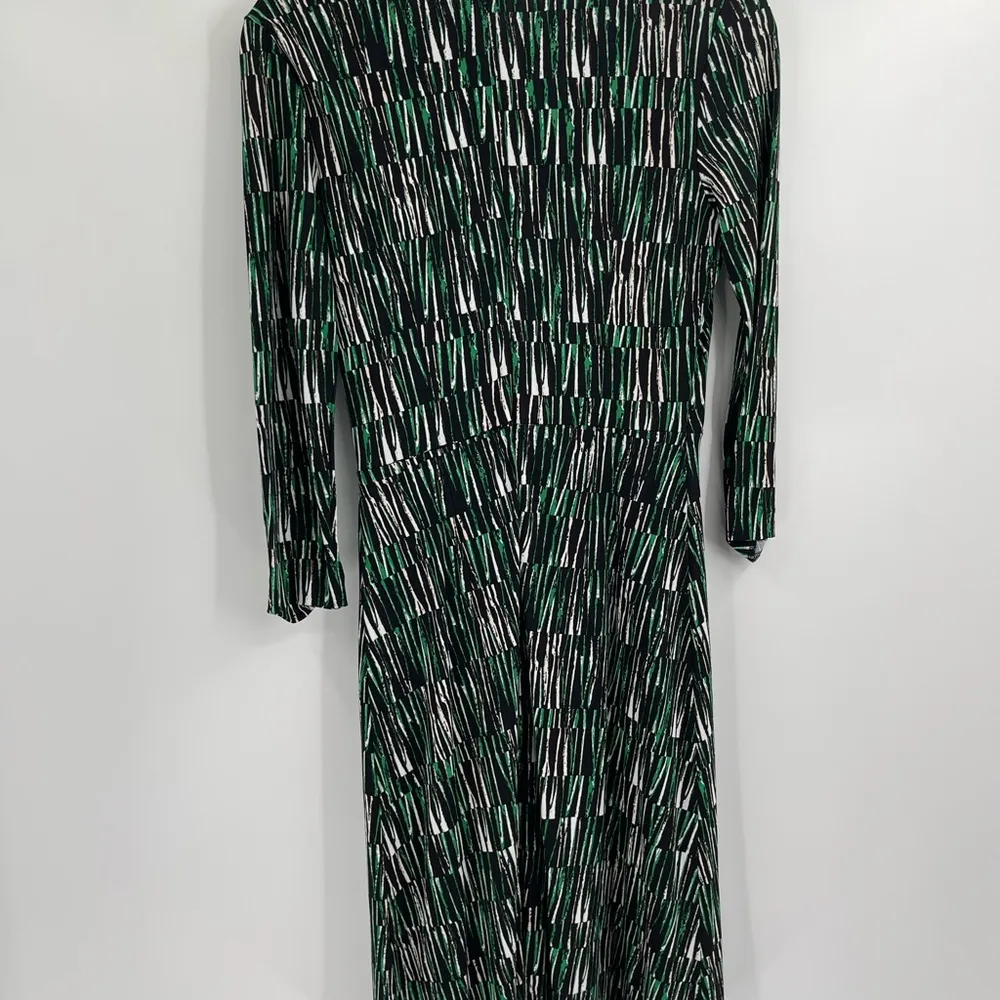 Hugo Boss Black White Green Emerald Surplice Neckline Viscose Dress Size Xs - Image 8