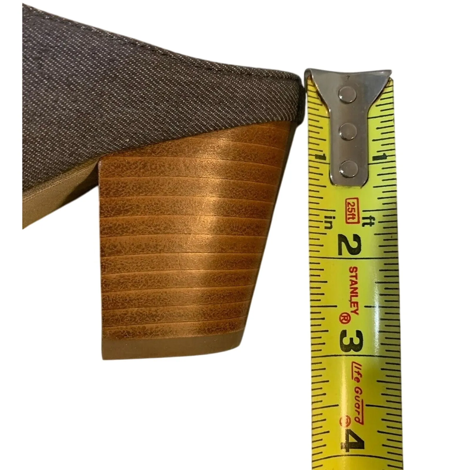 MINNETONKA Grey Denim Woven Mona Peep-toe Slide Heeled Sandal Size 10 / Euro 41 - Image 13