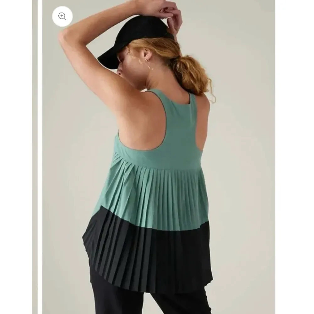 Athleta Swing Forward Pleated Racerback Tank Top Sleeveless Teal Shirt Size XS - Image 9
