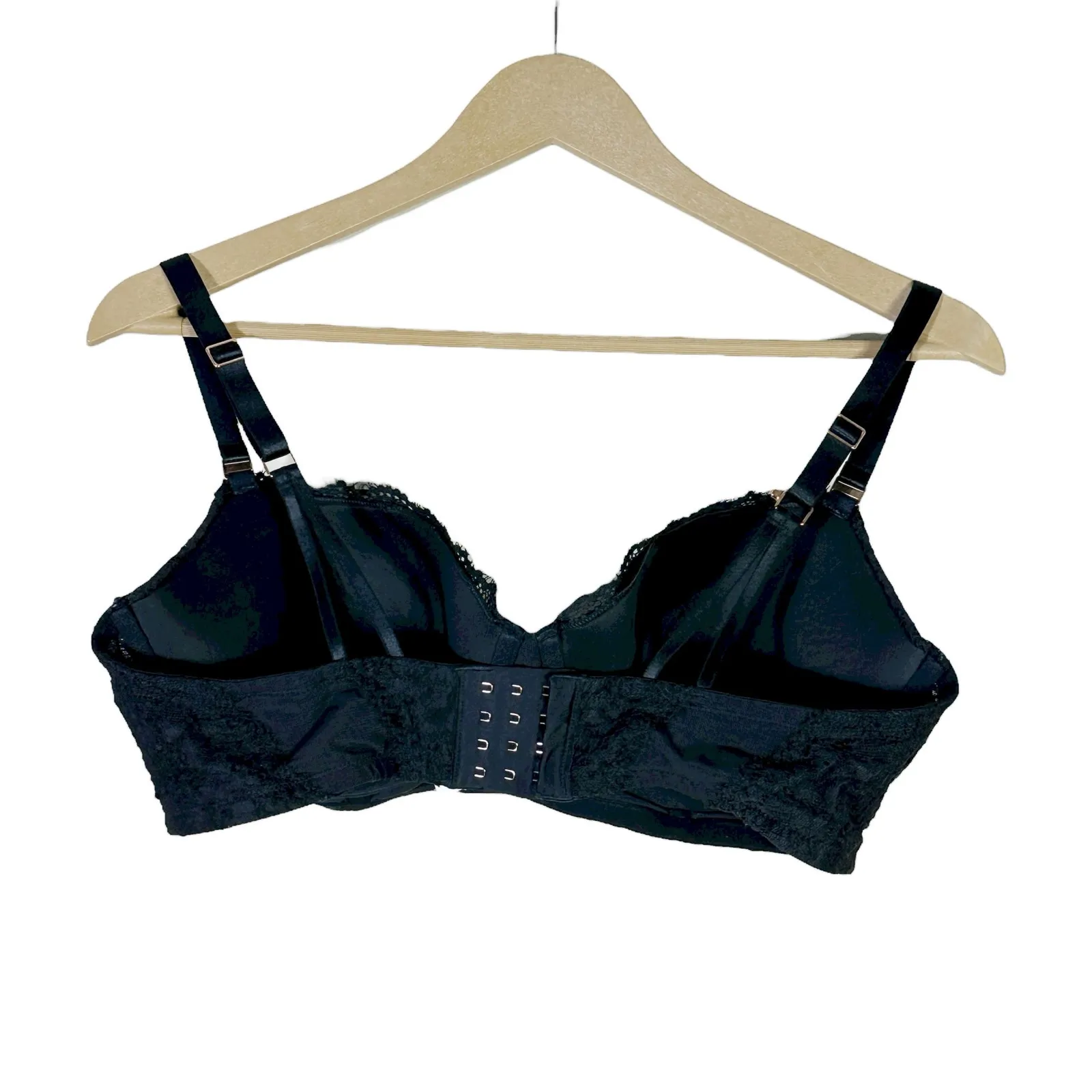 Aerie Lace Underwire Longline Bra Womens 36D Black Romantic Dainty Coquette - Image 4