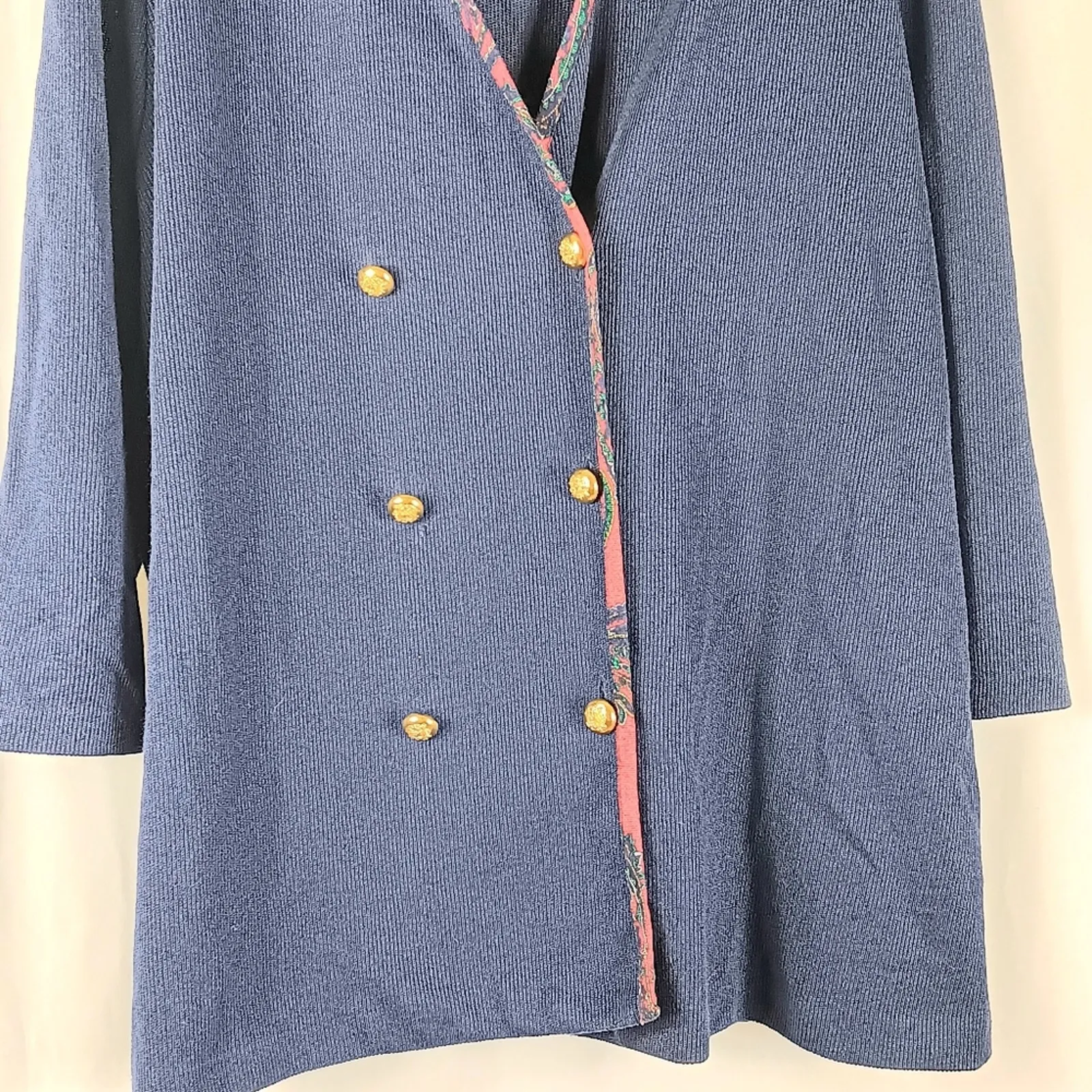 Jeffrey & Dara by Linda Hutley Vintage Varsity Cardigan Sweater 3X Blue - Image 3