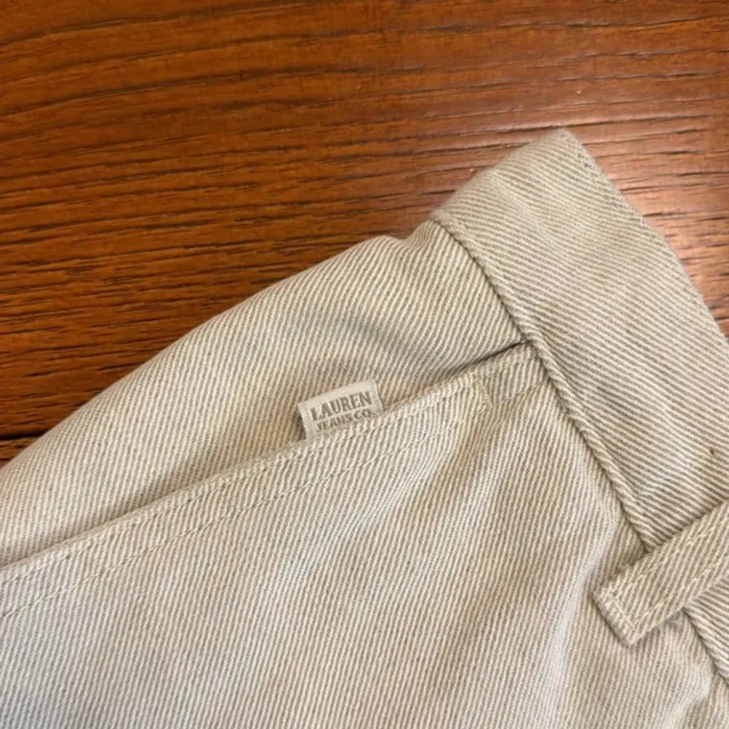 Lauren Co Ralph Lauren Cream Cotton Linen Casual Trousers Shorts - Image 3