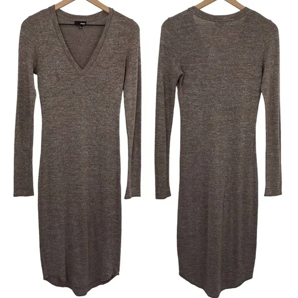 Aritzia Wilfred Free Space Dye Knit Stretchy V Neck Midi Dress Bodycon Womens S - Image 2