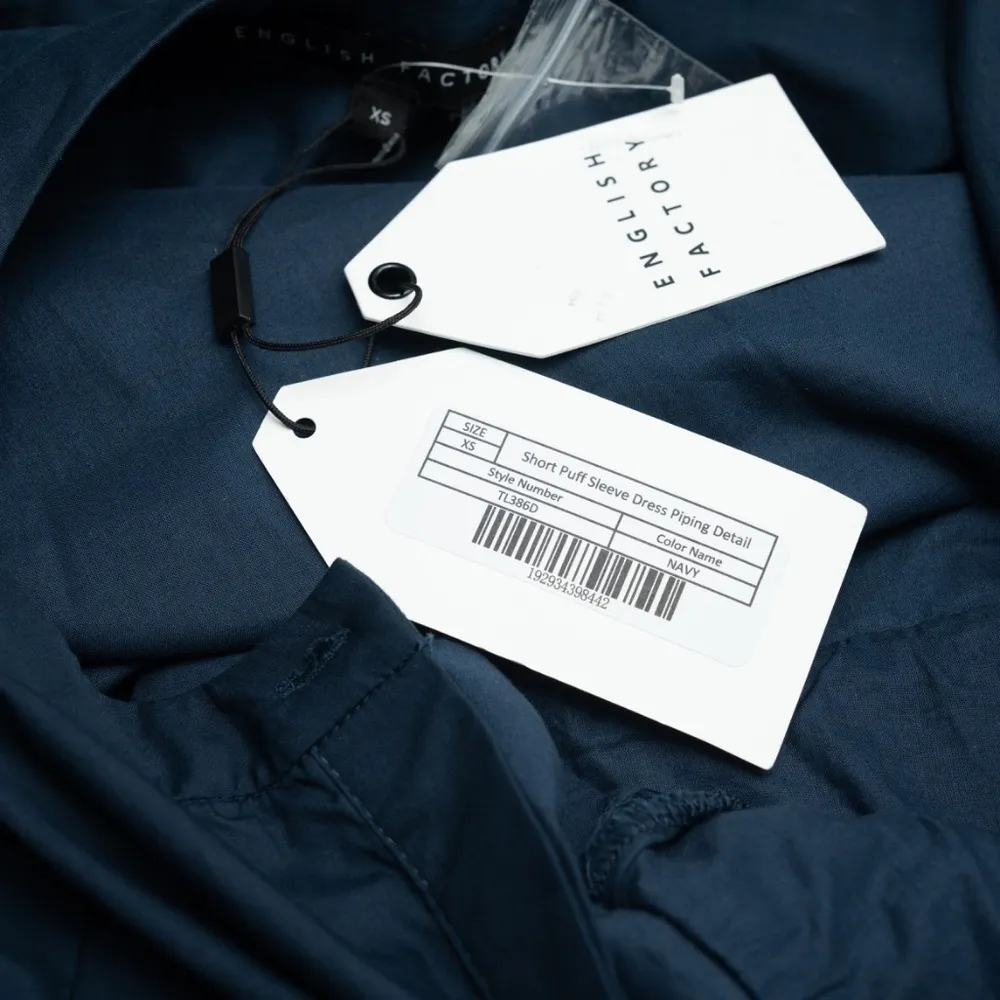 English Factory | Short Puff Sleeve Dress with Piping Detail - Image 8