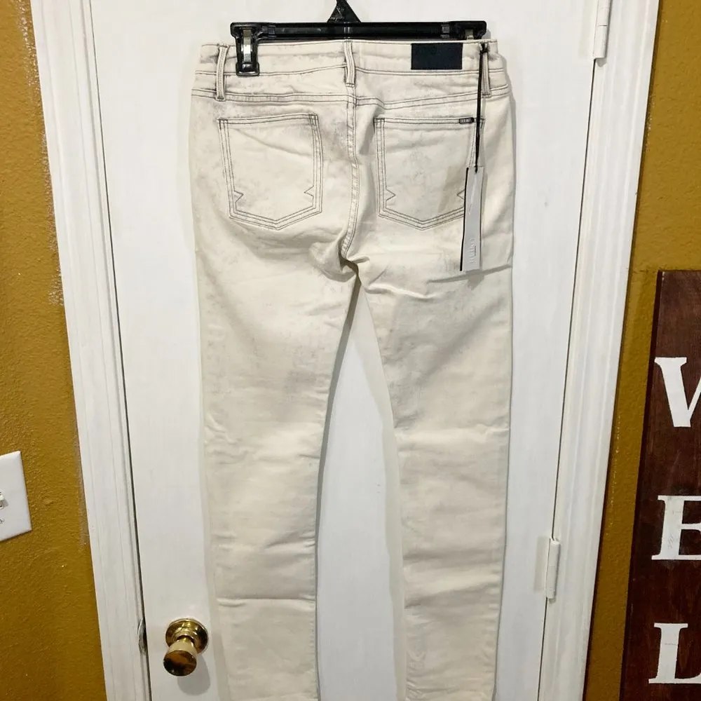 Reiko women's size 26 bleach white distressed LENNO stretch denim skinny jeans - Image 3