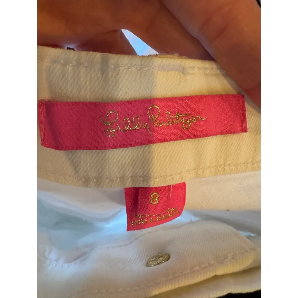 Lilly Pulitzer Jeans Women 8 White Cotton High Rise Ankle Pants‎ Preppy Coastal - Image 10