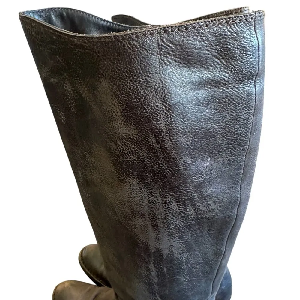 Henry Beguelin Brown Leather Boots Tall Shaft Buckle Luxury Size 36 EU 6 US - Image 3