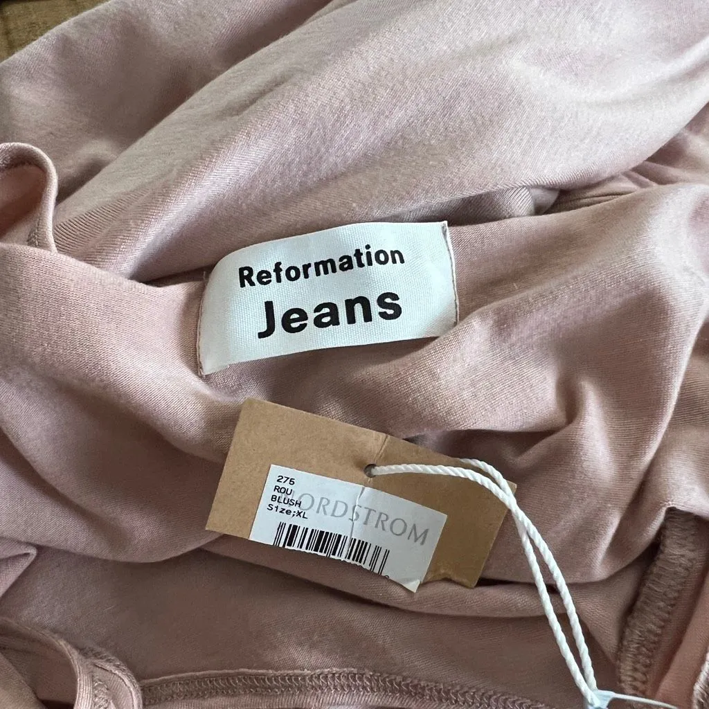 Reformation Rou Dress XL Blush Pink Midi Tank Fit Flare Sustainable NWT - Image 9