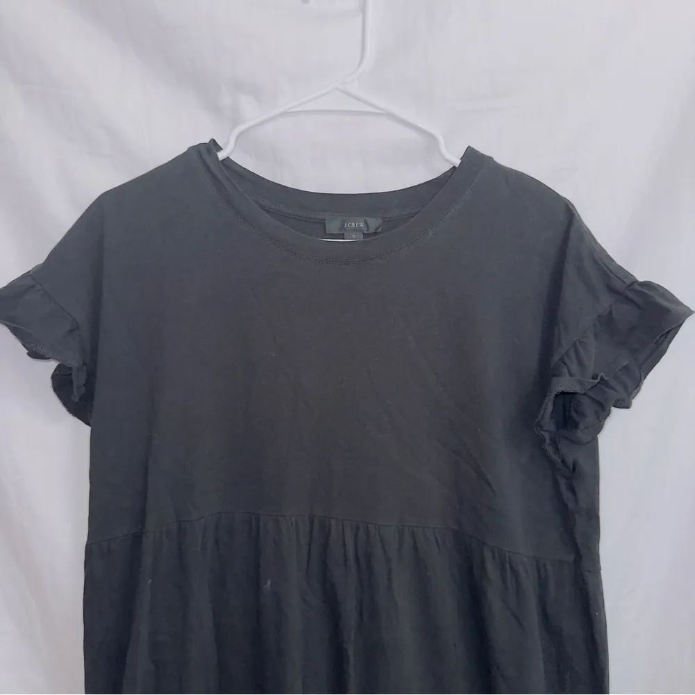 J. Crew Black Short Sleeve Tiered Cotton Mini Dress size small - Image 4