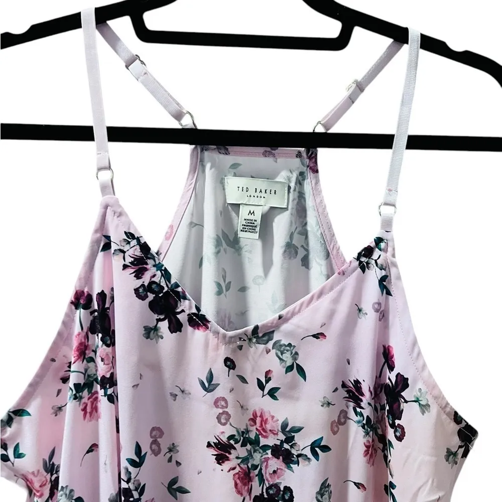 Ted Baker NWOT London Silky Satin Racer Chemise Floral Dress Size Medium - Image 3