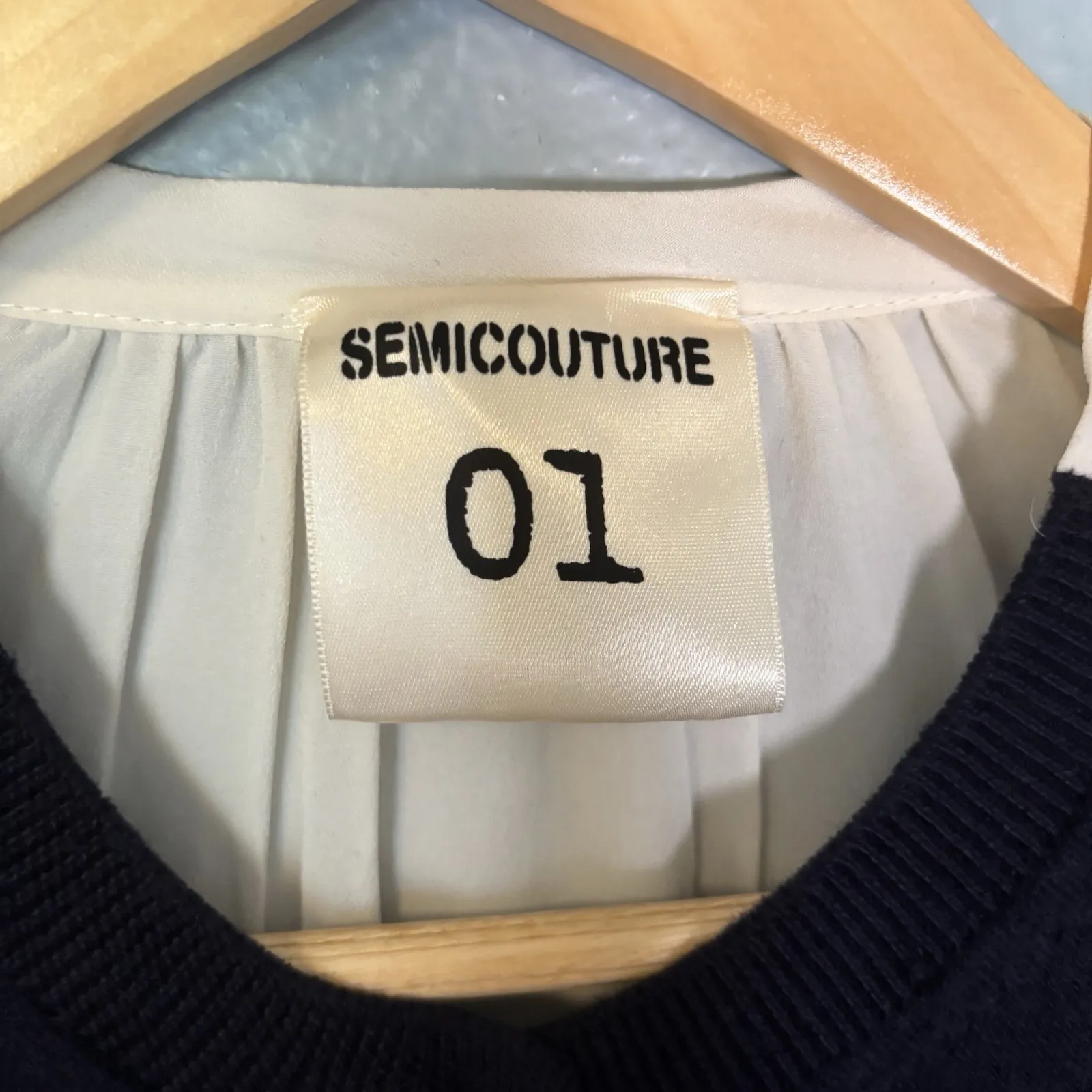 Semicouture Women's Wool‎ Navy White Contrast Cardigan Size Small Old Money - Image 3