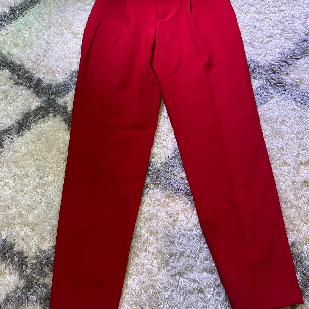 Zara Vibrant Red Women's Belted Trousers - Image 7