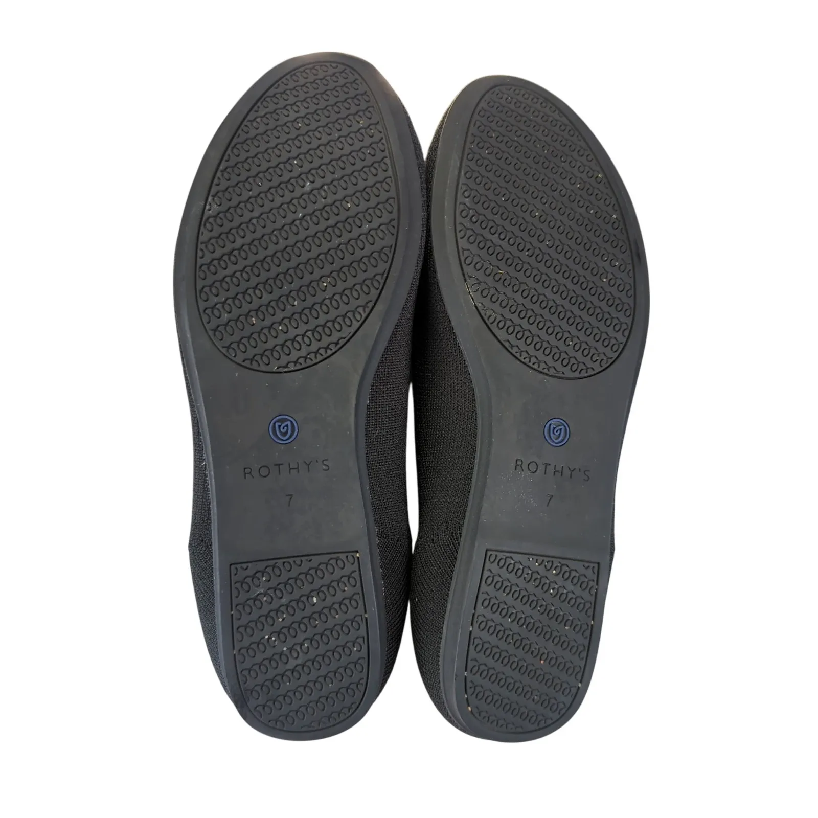 Rothy's The Loafer‎ Round Toe Black Knit Flats Womens 7 Blue Trim Comfortable - Image 7