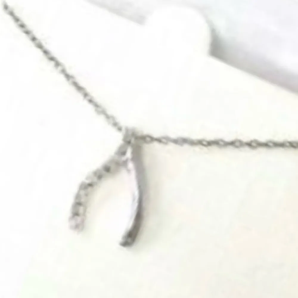 Sterling Silver Diamond Wishbone Necklace - Image 3