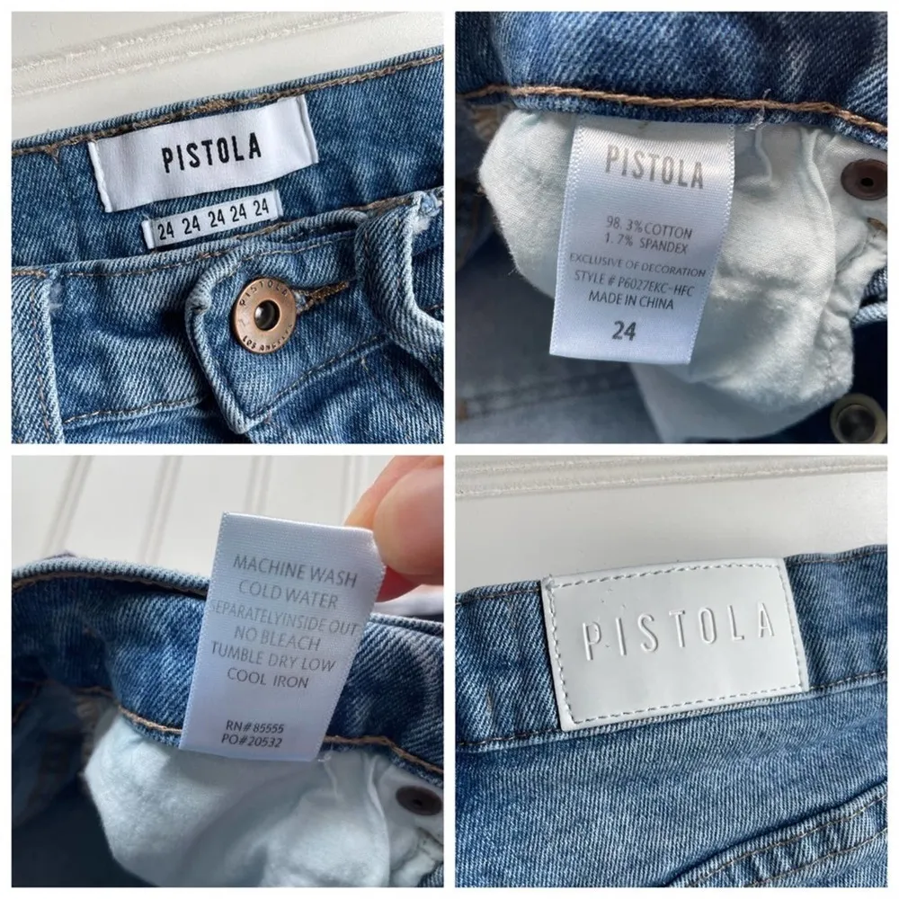 Pistola Revolve Anthro Distressed Skinny Jean Blue Pink White Size 24 stripe - Image 4