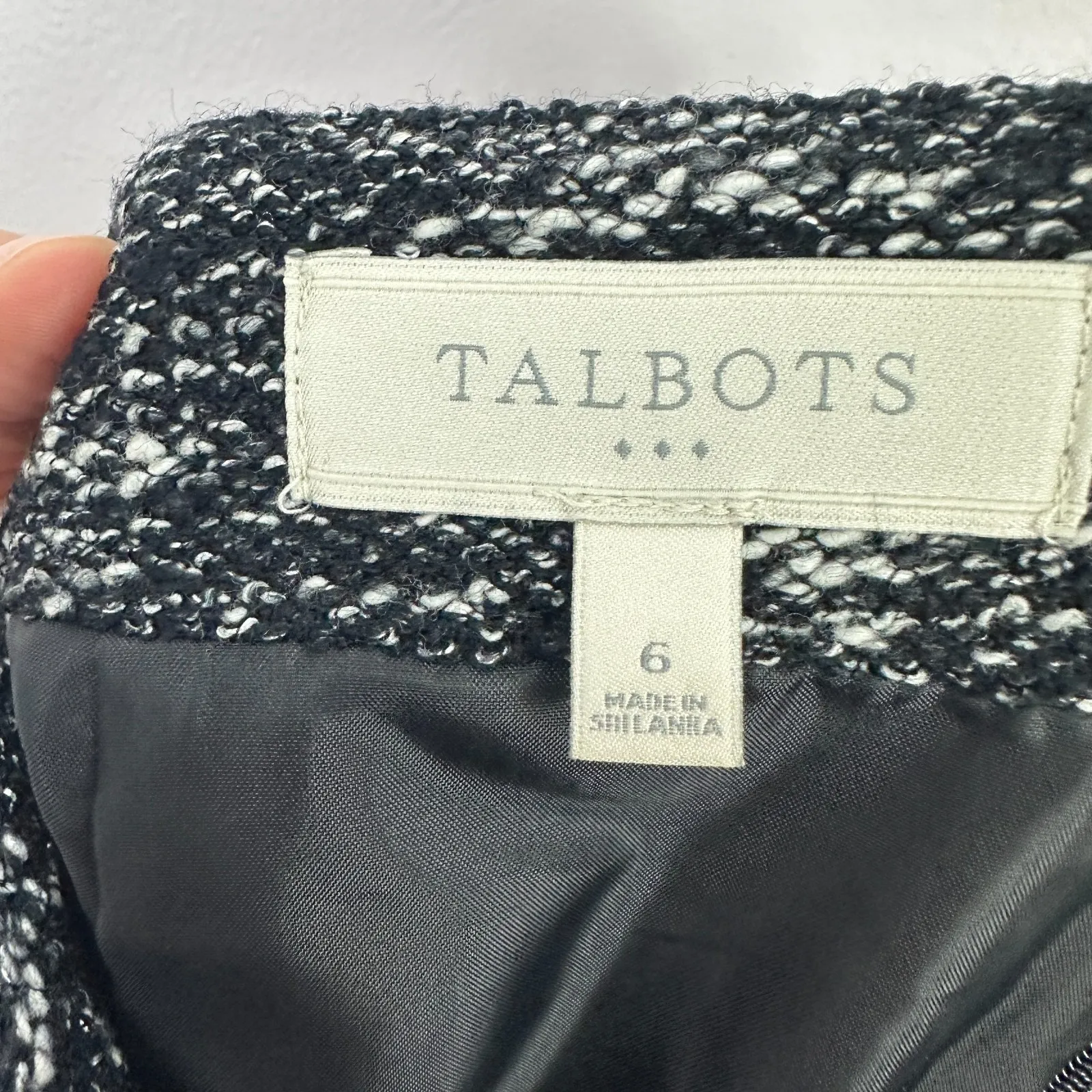 Talbots Pencil Skirt Women 6 Black White Tweed Boucle Quiet Luxury Preppy Career - Image 5