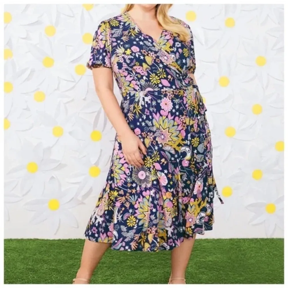 ModCloth Kaleidoscopic Dreamscape Midi‎ Wrap Dress Size 2 - Image 4