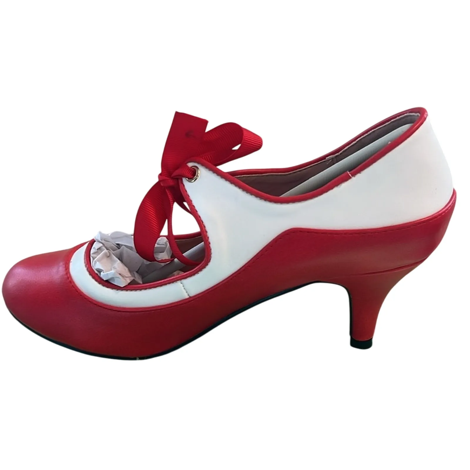 Lulu Hun London Jeanie High Heel Red and White Size 7 eu 38 UK 5 - Image 2