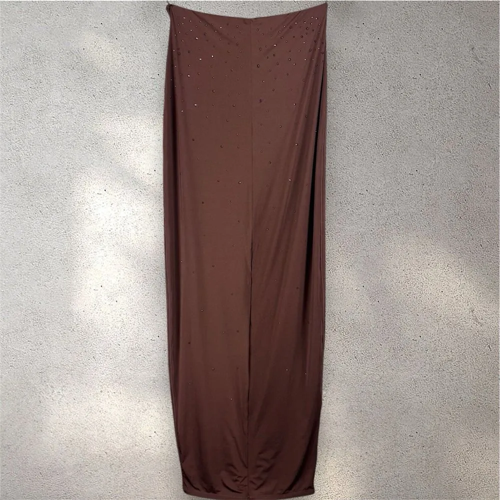 Skims x Swarovski Crystal Jelly Sheer Tube‎ Skirt In Cocoa Brown NWOT Sz S - Image 10