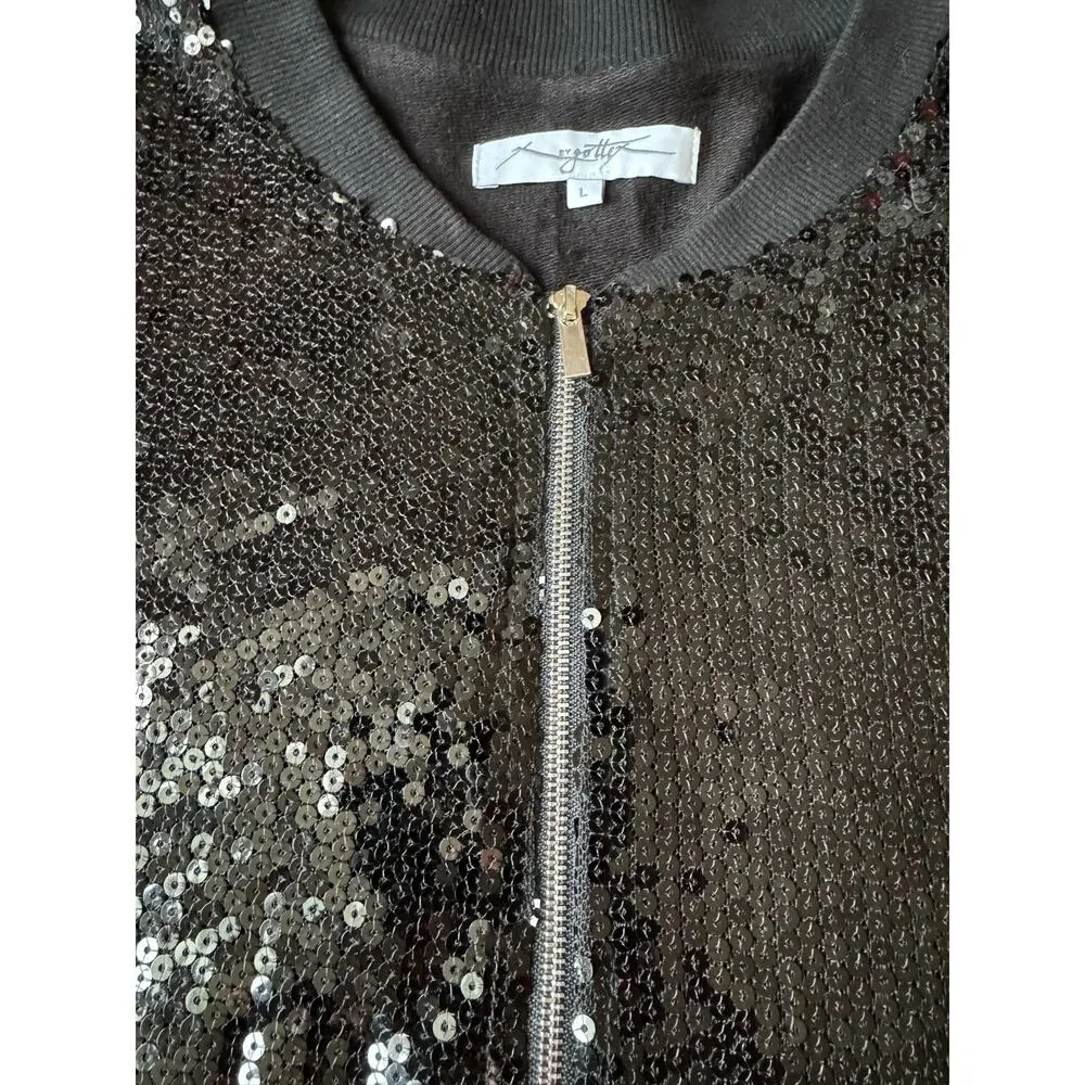 X by Gottex Black Sequin Bomber Jacket with pockets size Large - Image 6