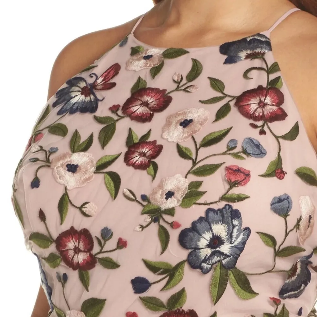 JENNY YOO Floral Embroidered Sophie Luxe Chiffon Gown Formal Dress Pink Size 2 - Image 14