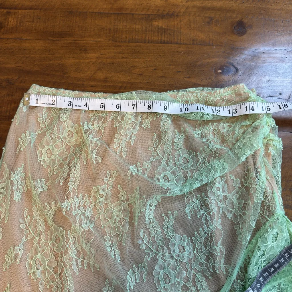 LOBA Teresa Midi Skirt Pale Green lace jellyfish ruffle hem mini Revolve M nwot - Image 5