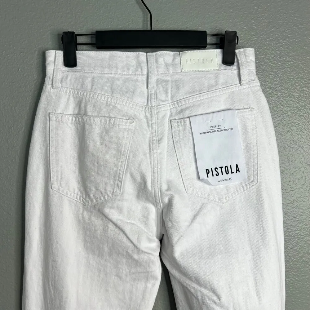 Pistola Jeans Size 25 Presley High Rise‎ Relaxed Roller Ankle Crop White NWT - Image 7