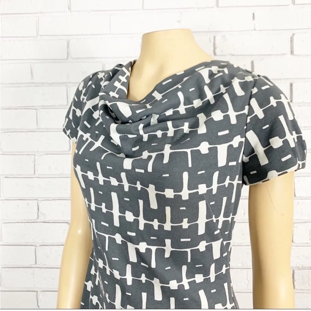 Banana Republic Abstract Print Dress, Gray, White, Neutrals, Size 4 - Image 2