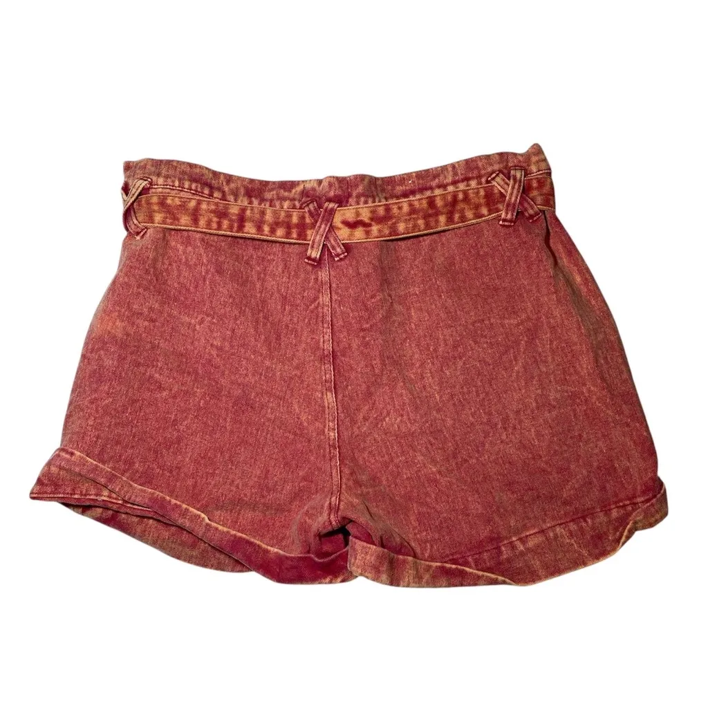 Gilded Intent Orange Belted Denim Shorts - Image 2