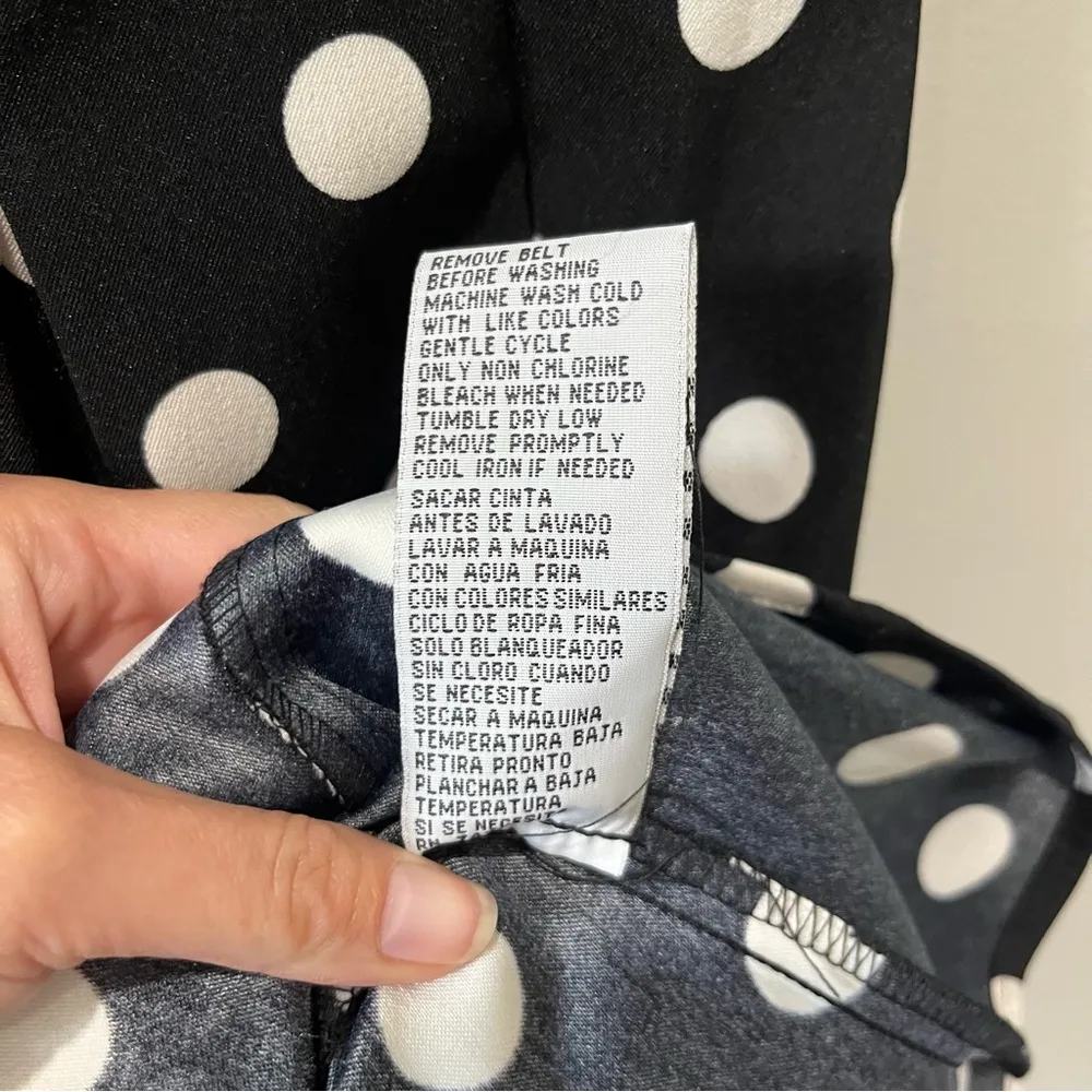 Shelby Palmer Retro Mod Polka Dot Black White Pleated Shift Dress Size 8 - Image 8