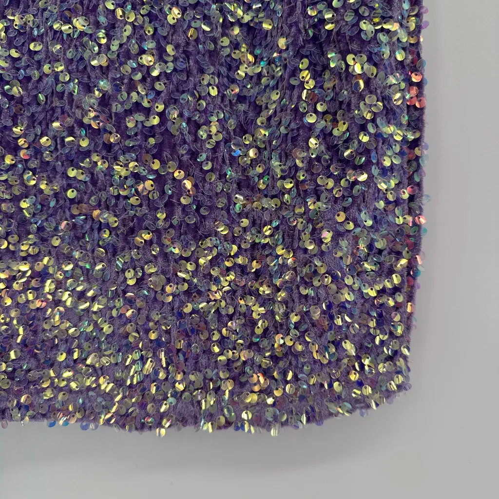 Velvi Juliette Sequin Mini Dress in Lilac size Large Iridescent Party NWT Purple - Image 7