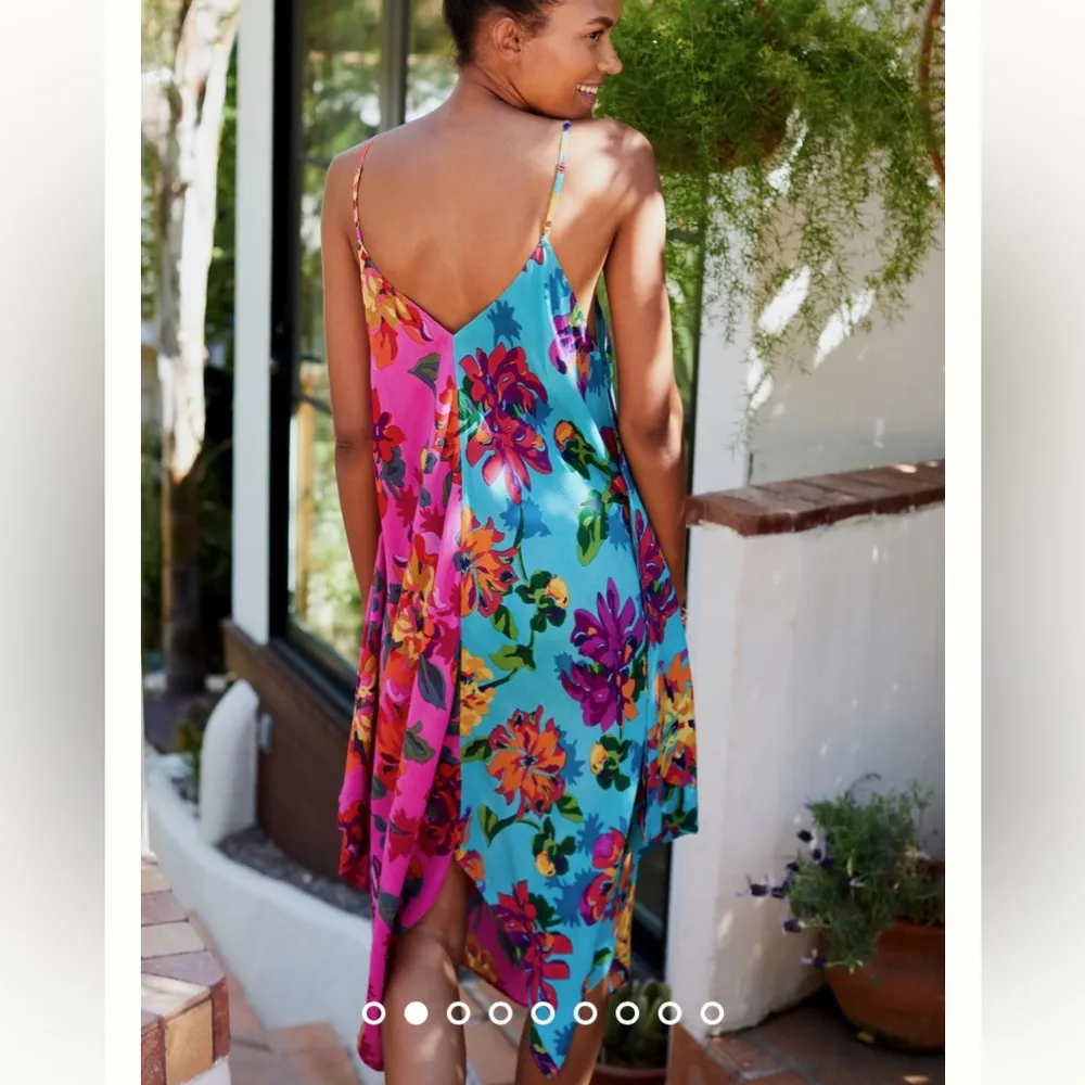 Anthropologie Floral Colorful Handkerchief Scarf Dress Size M/L - Image 5