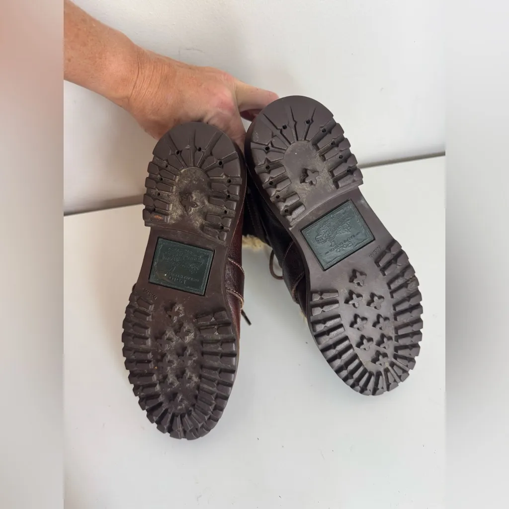 RALPH LAUREN POLO SPORTSMAN Leather Lace-Up Ankle Boots Shearling Wool 7.5 - Image 9