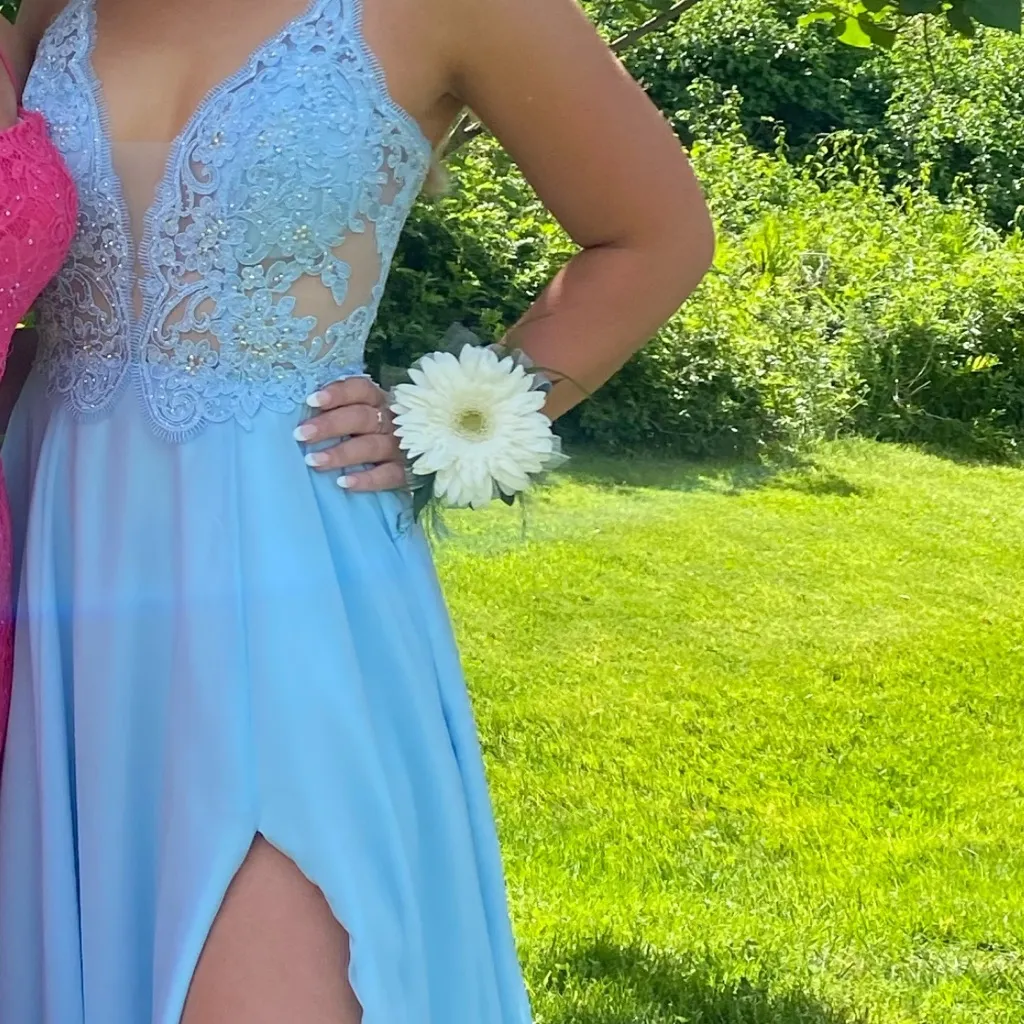 Clarisse Light Blue Embellished Dress - Image 4