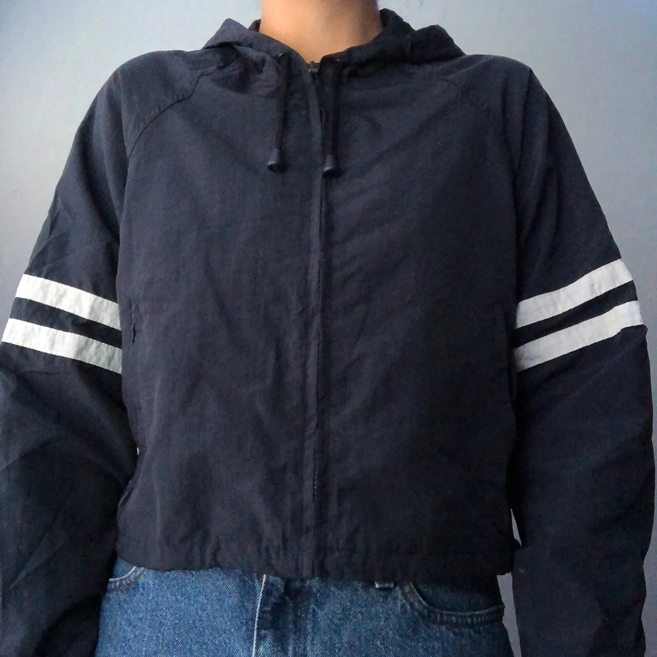 dark blue cropped windbreaker - Image 2