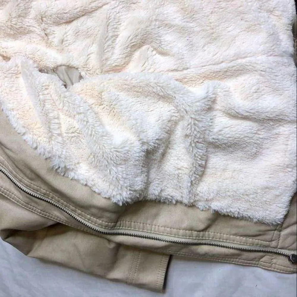 Fur Lined Tan Leather Jacket Brown - Image 6