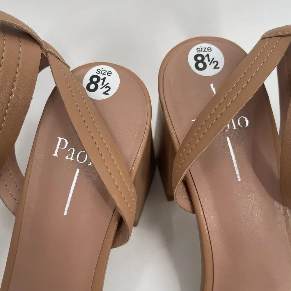 LINEA PAOLO Heels Size 8.5 Emmie Tan Strappy Ankle Block Heel Heeled Sandal - Image 8