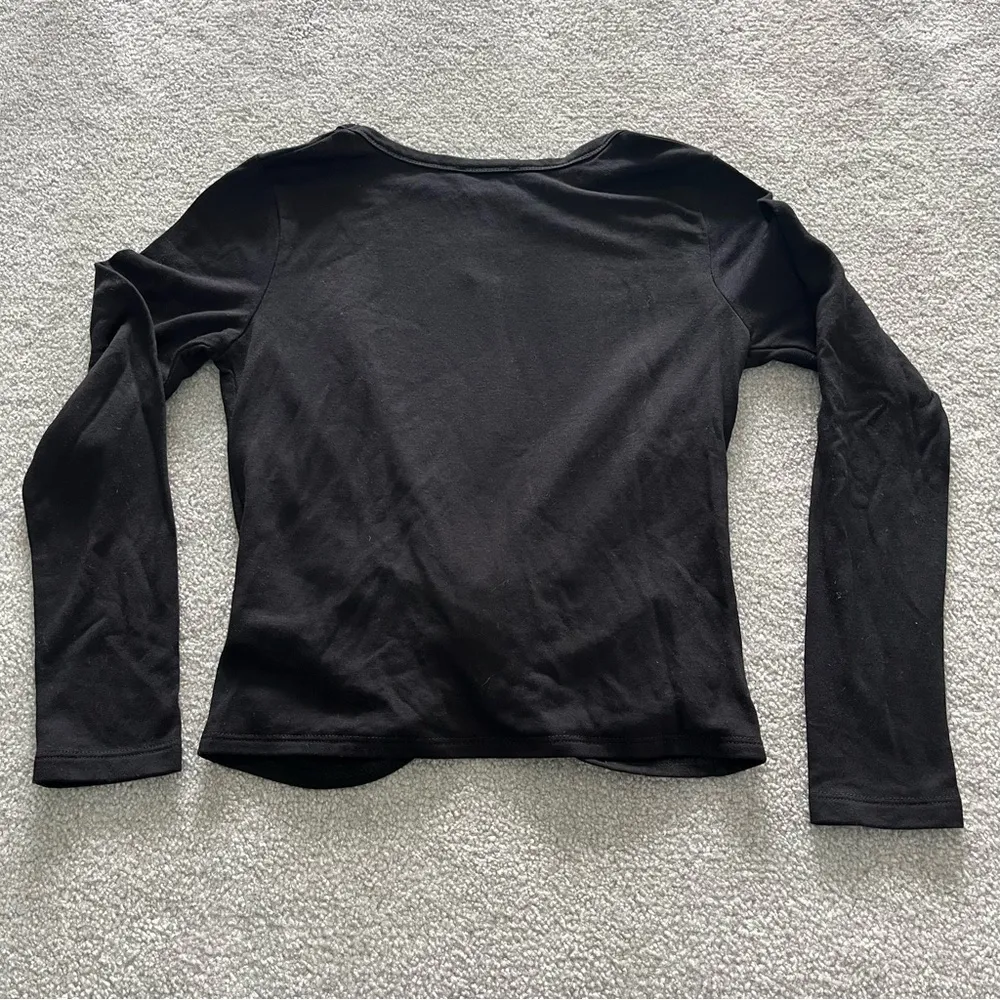 DREW Long Sleeve Twist Front Super Soft Black Top Shirt Size XS Anthropologie - Image 6