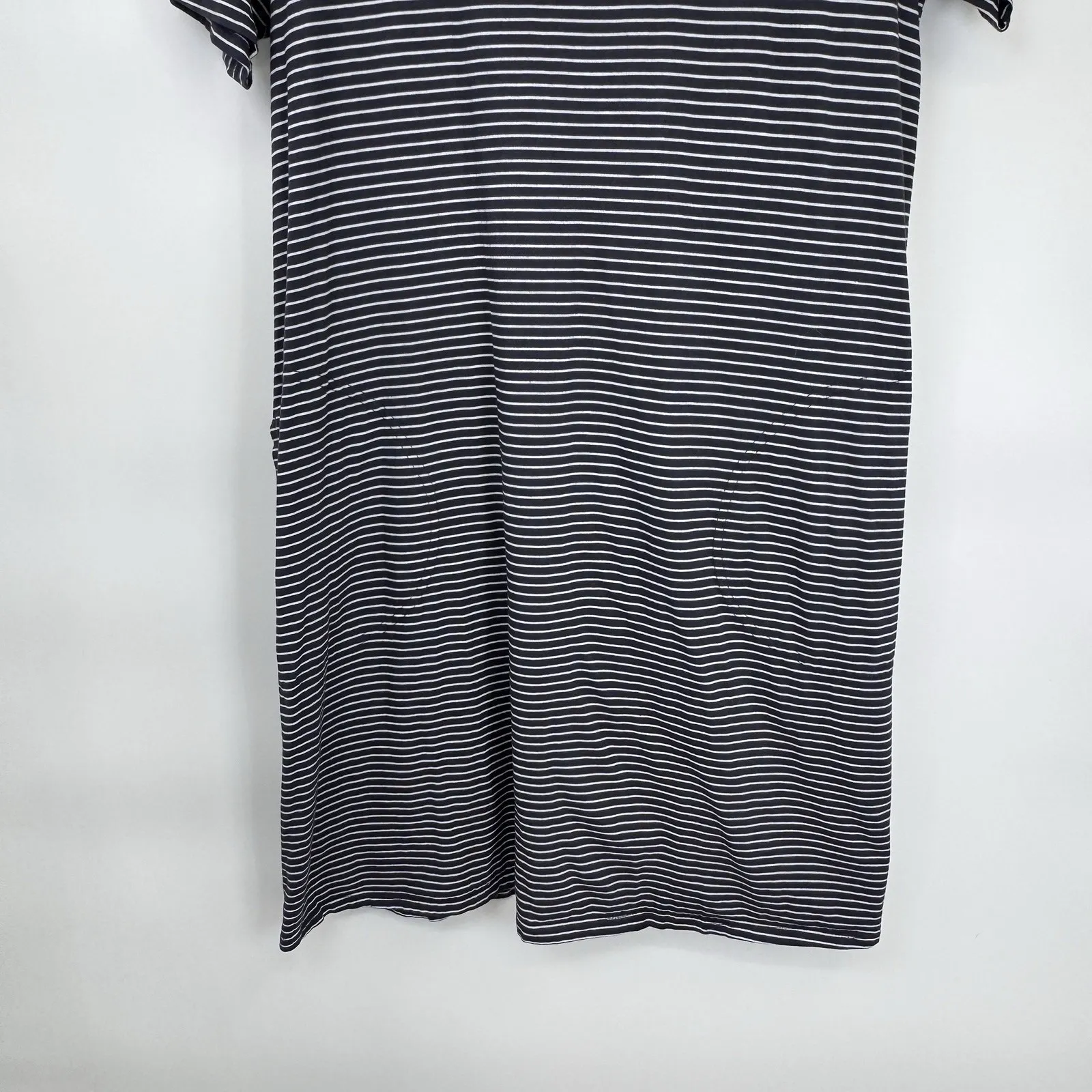 Fresh Produce Dress Womens Medium Blue White Stripe Cotton Pockets Made in USA - Image 3