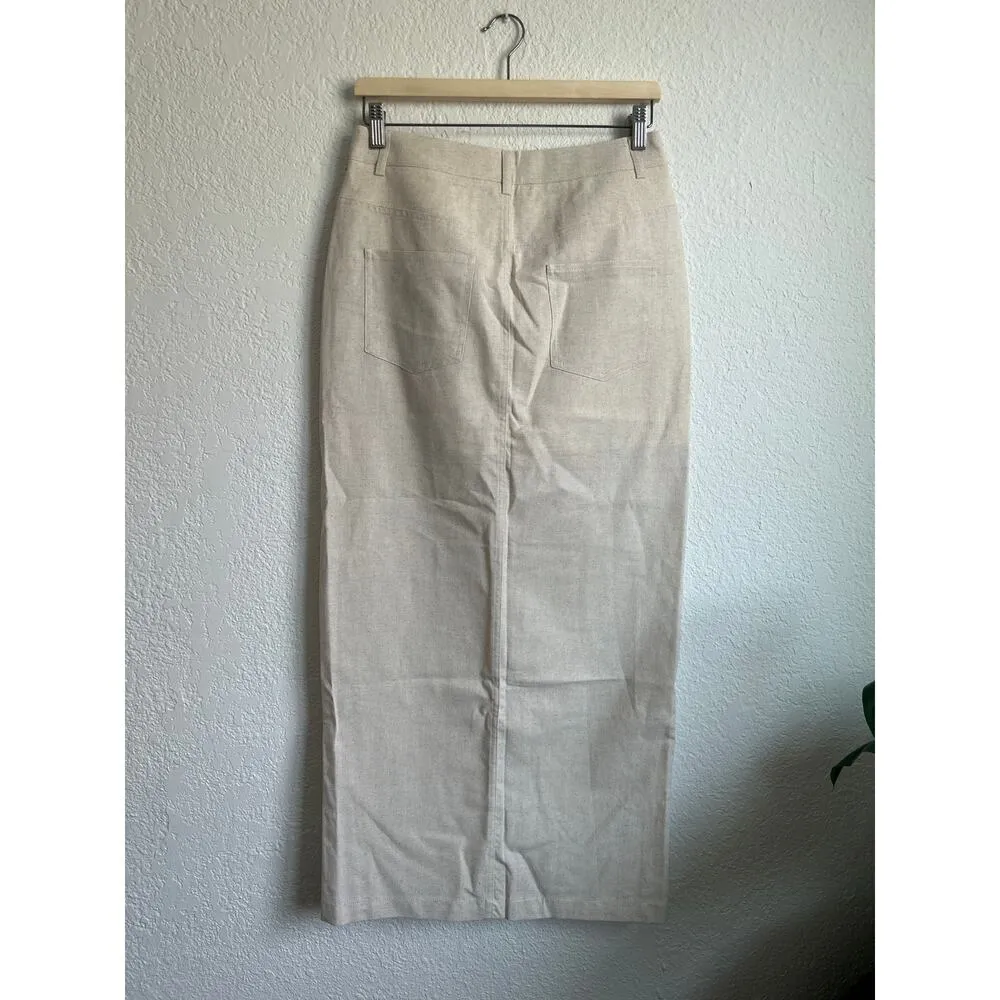 Commense Linen & Cotton Front Slit Maxi Skirt M NWT Size M - Image 6