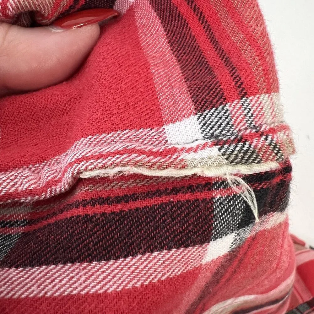 Denim & Supply Sz M Ralph Lauren Button Front Red Plaid Shirt Oversized Cotton - Image 11