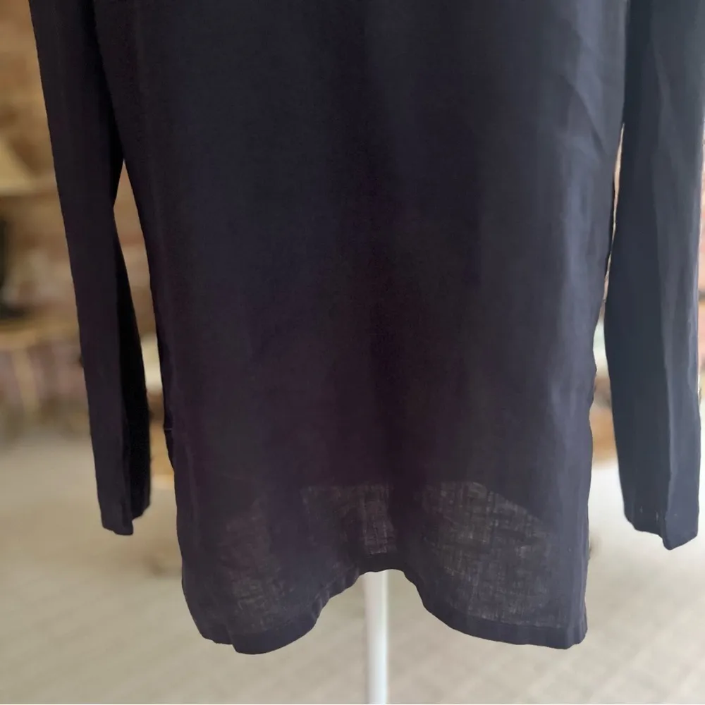 Lands’ End Tinic Top Navy Blue Linen Beaded S Nautical Preppy Coastal - Image 7