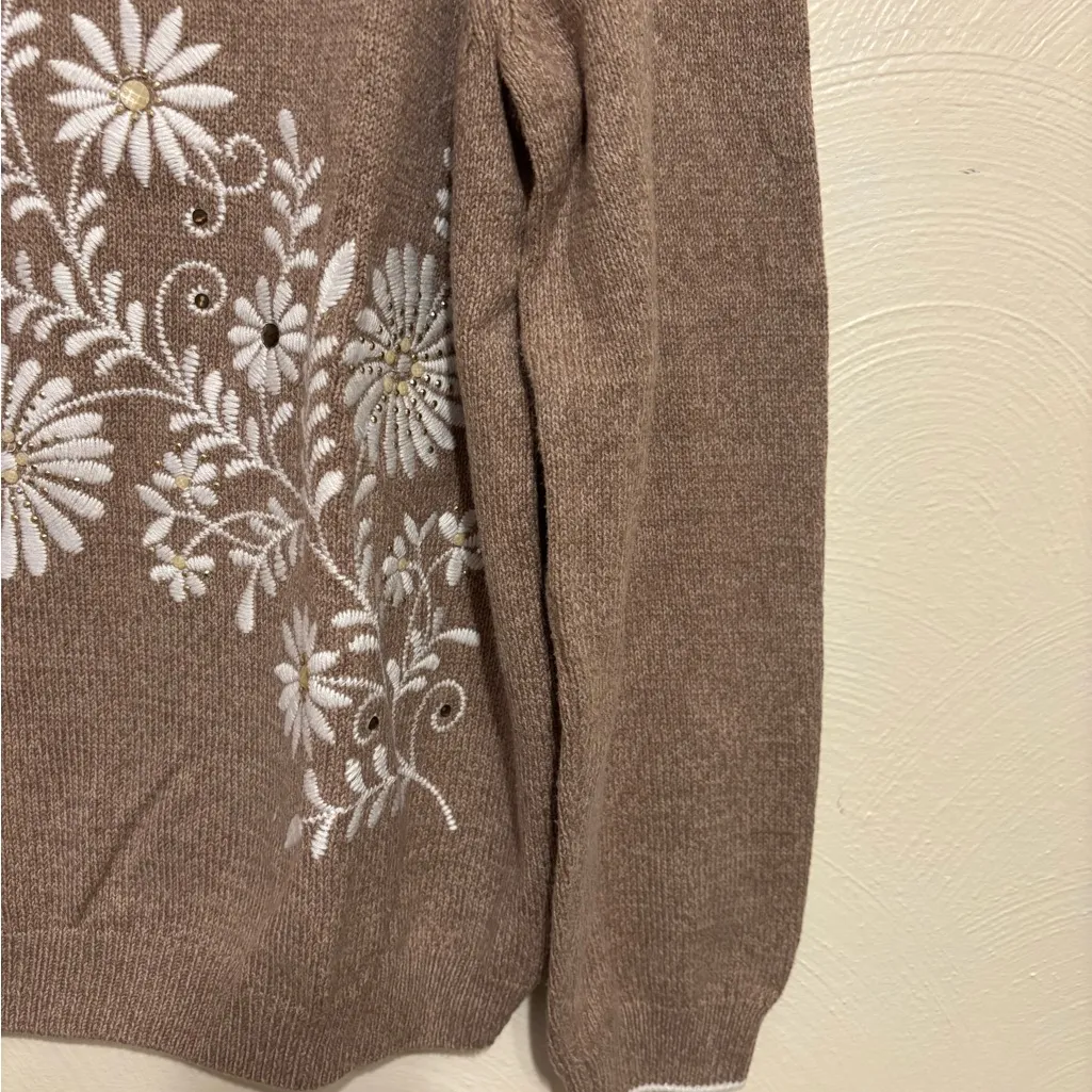 Alfred Dunner Embroidered Floral Knit Sweater XL Cottagecore - Image 7