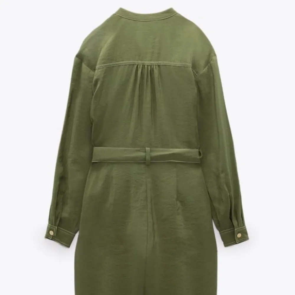 Zara JUMPSUIT W/ CONTRASTING TOPSTITCHING Button up Long Sleeve Pockets Belt NEW - Image 10