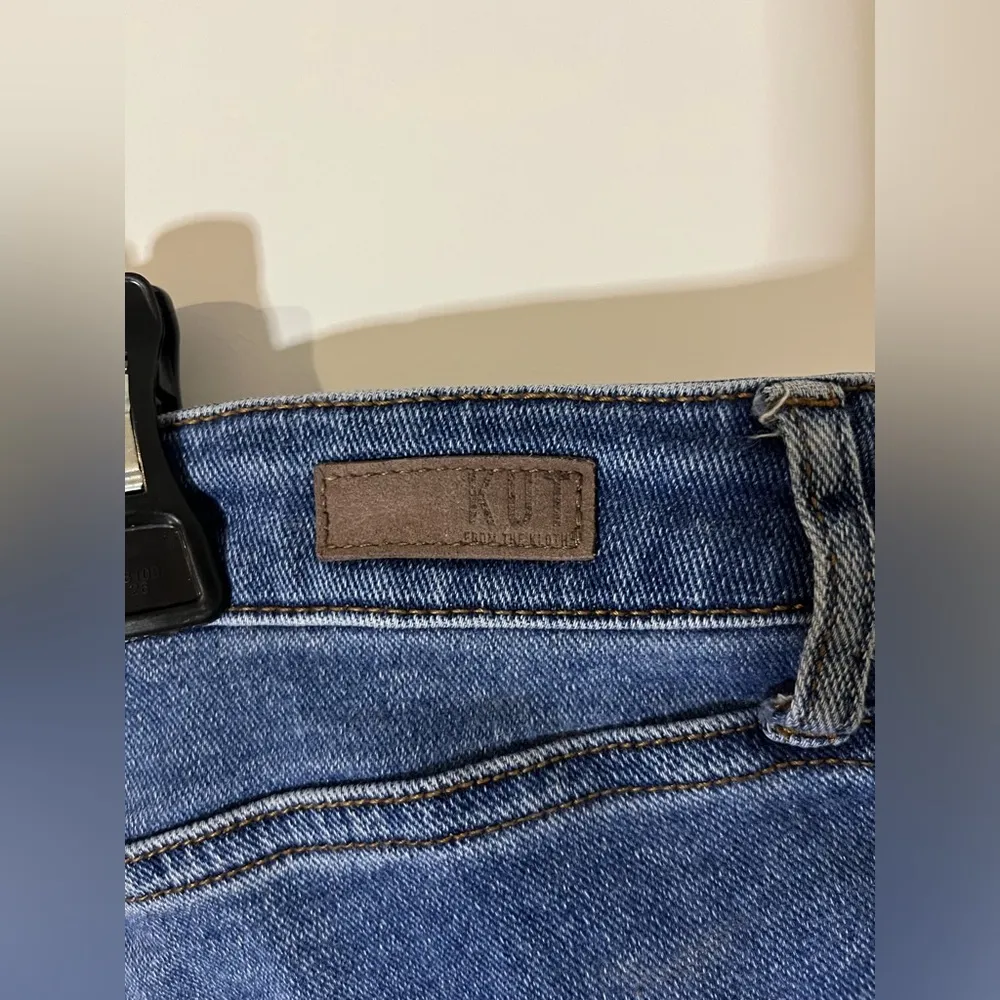 Kut From The Kloth Distressed Blue Cuffed Denim Pocket Biker Thigh Shorts Sz 18W - Image 15